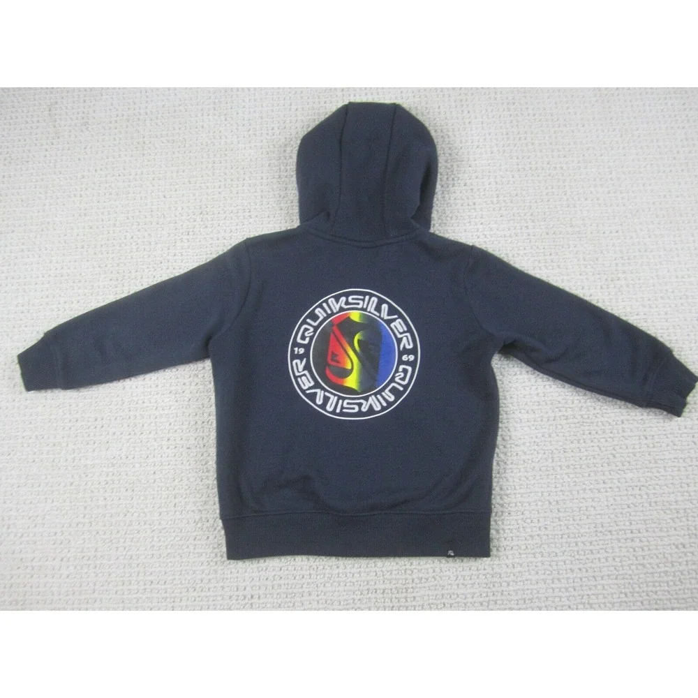 Quiksilver Jacket Boys 4 Blue Zip Up Sweater Hoodie Fleece Long Sleeve Outerwear